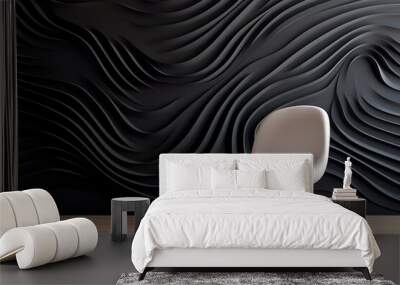 Modern wallpaper with black and white meandering backgound. Wall mural